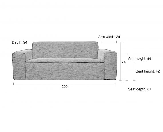 Bor sofa 2,5 zetel Zuiver lichtgrijs